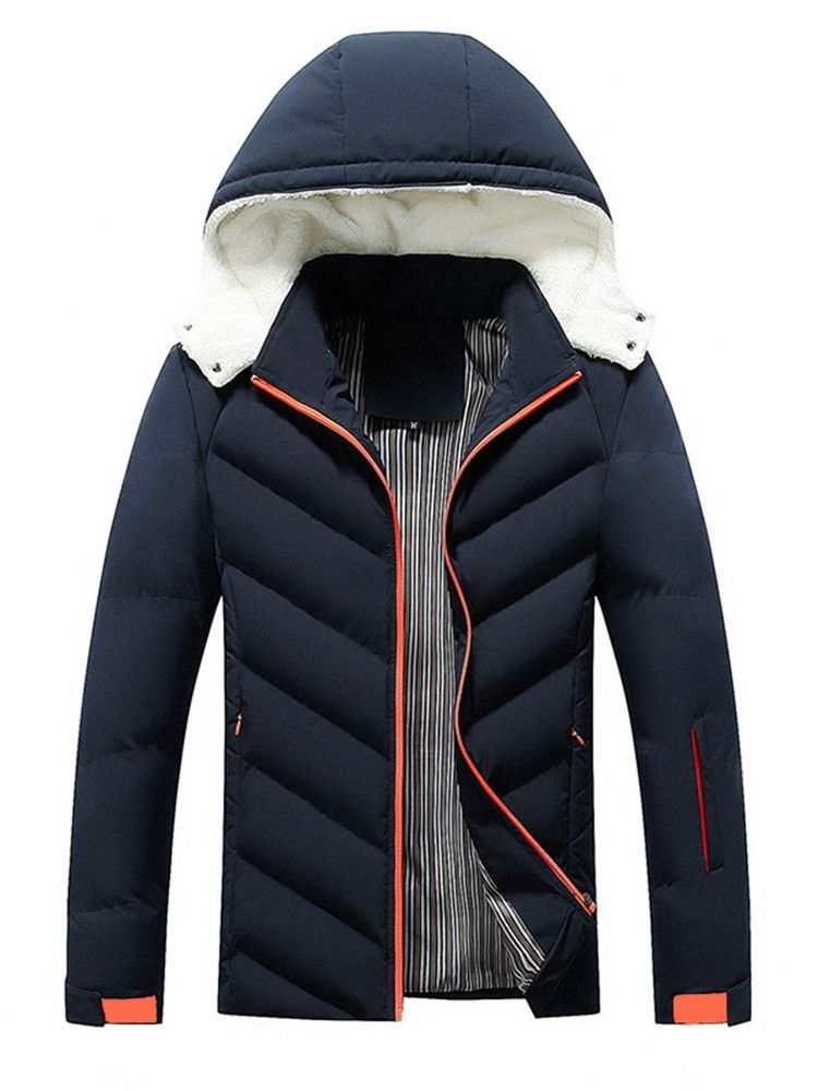 Colour Block Hooded Standard Zipper Dunjacka För Män