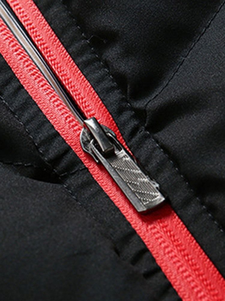 Colour Block Hooded Standard Zipper Dunjacka För Män