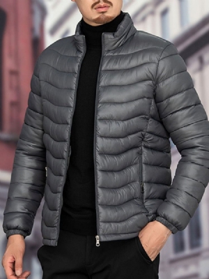 Herr Standard Stand Collar Plain Casual Zipper Down Jacket