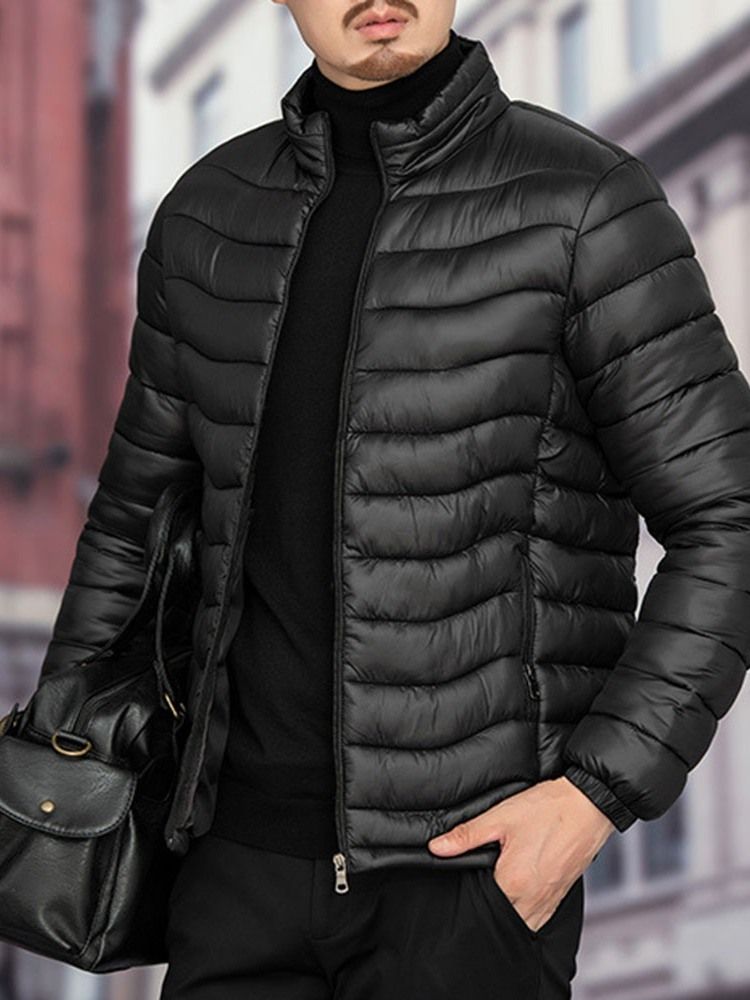 Herr Standard Stand Collar Plain Casual Zipper Down Jacket