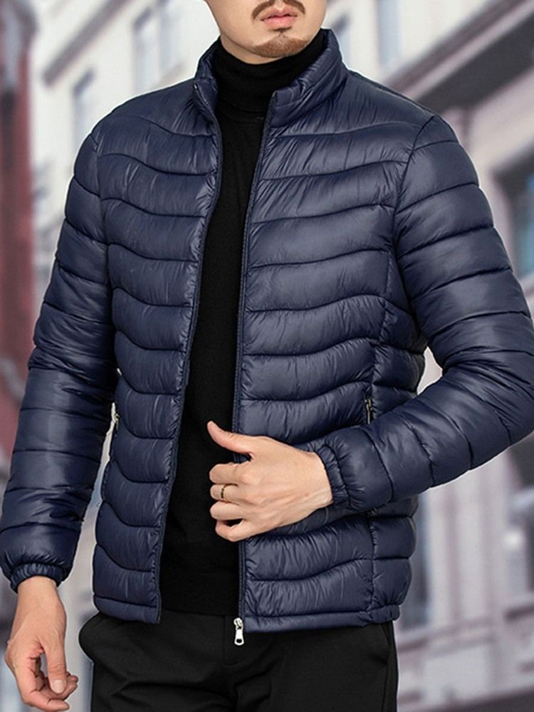 Herr Standard Stand Collar Plain Casual Zipper Down Jacket