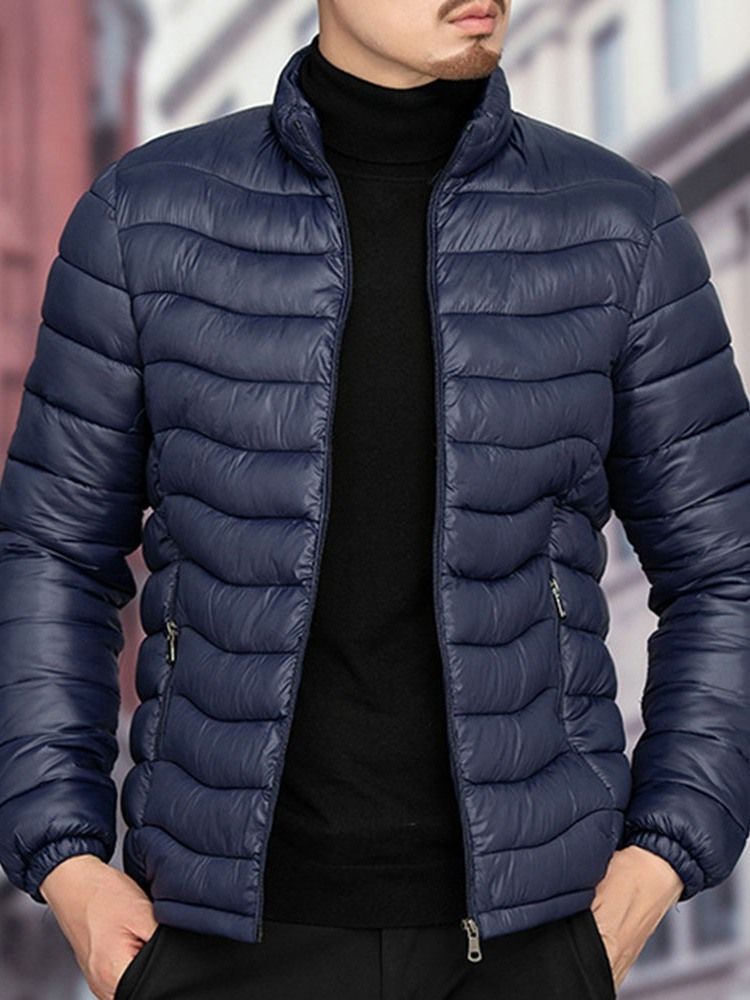 Herr Standard Stand Collar Plain Casual Zipper Down Jacket