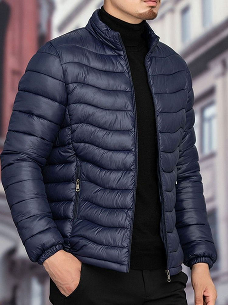 Herr Standard Stand Collar Plain Casual Zipper Down Jacket