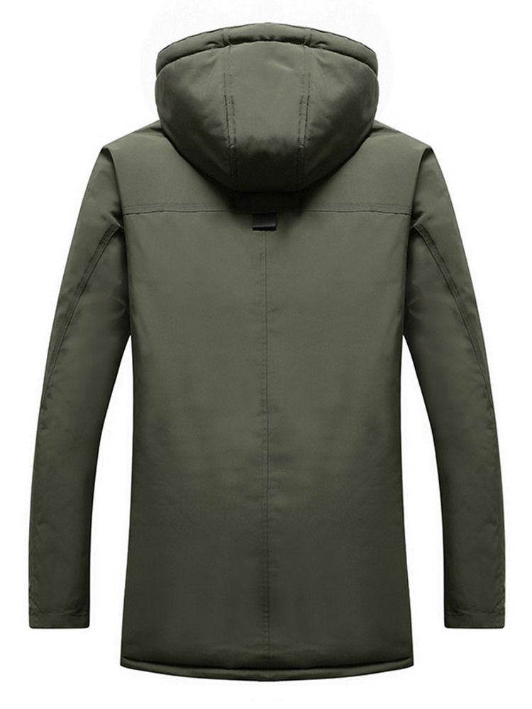 Hooded Color Block Mid-length Zipper European Dunjacka För Män