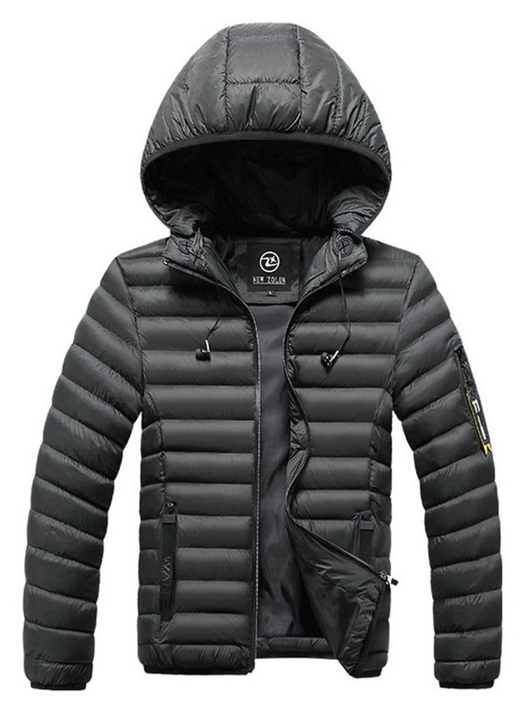 Hooded Standard Zipper Casual Dunjacka För Män