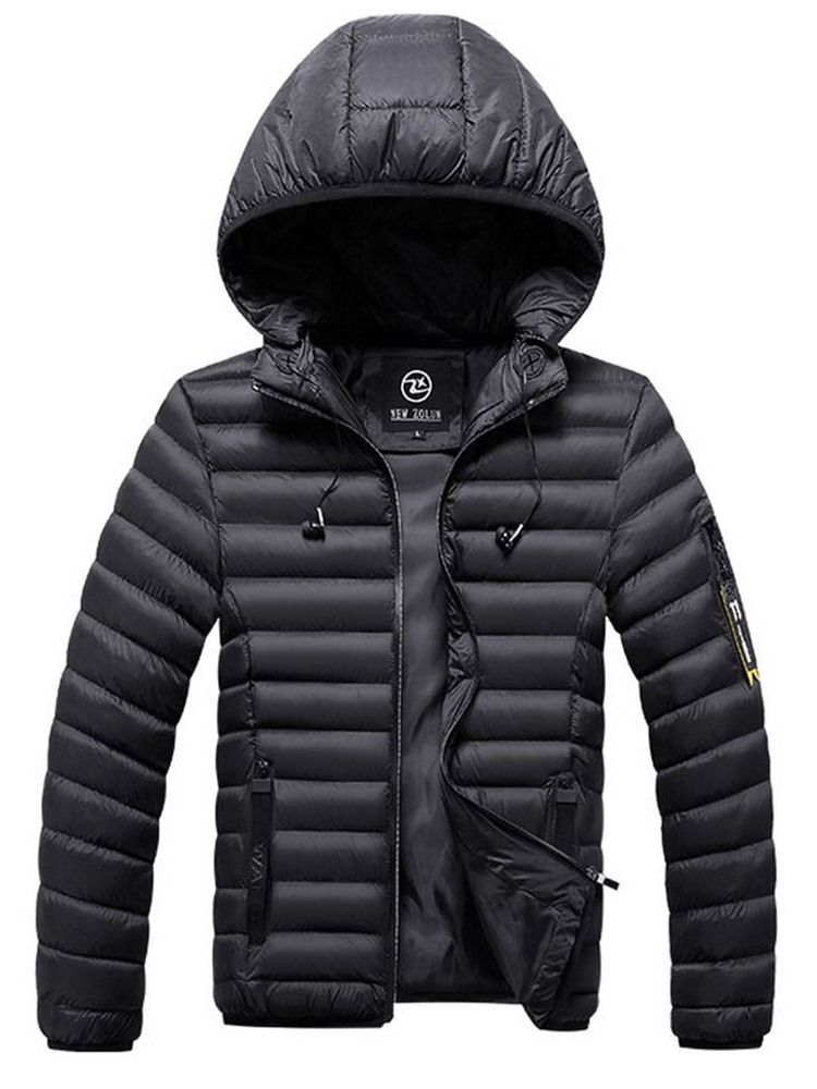 Hooded Standard Zipper Casual Dunjacka För Män