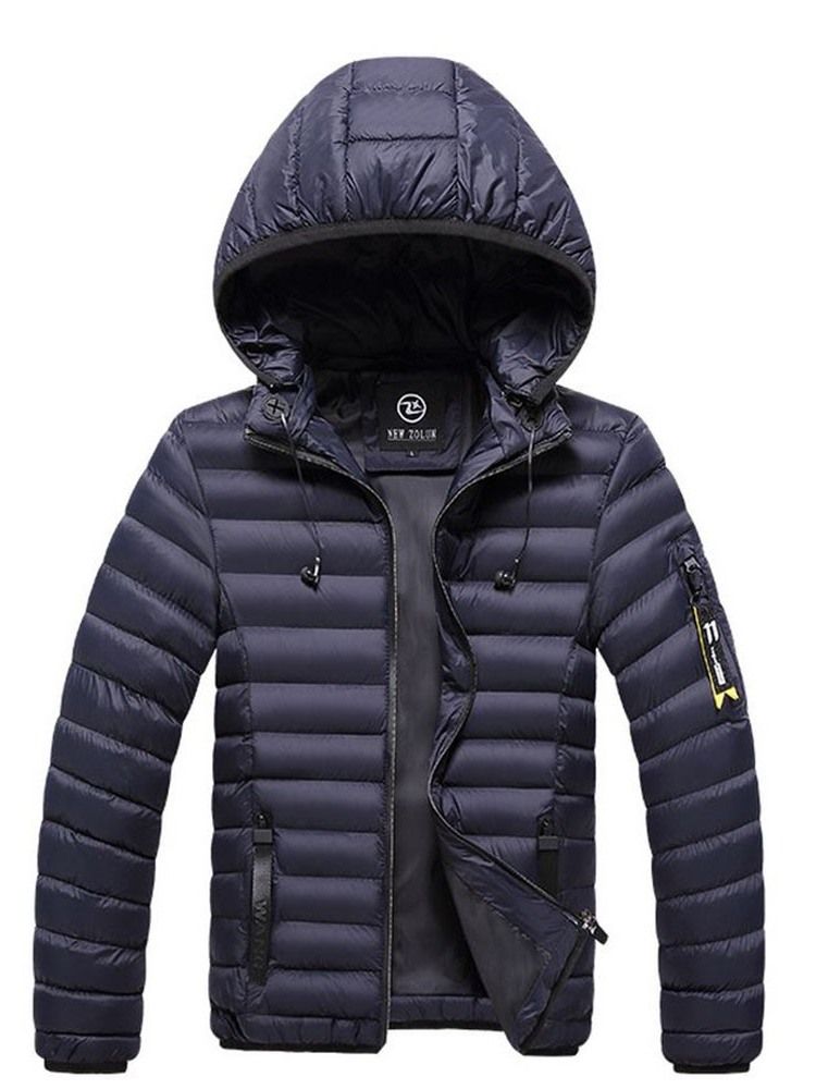 Hooded Standard Zipper Casual Dunjacka För Män