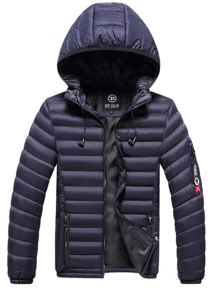 Hooded Zipper Standard Casual Herrjacka För Män