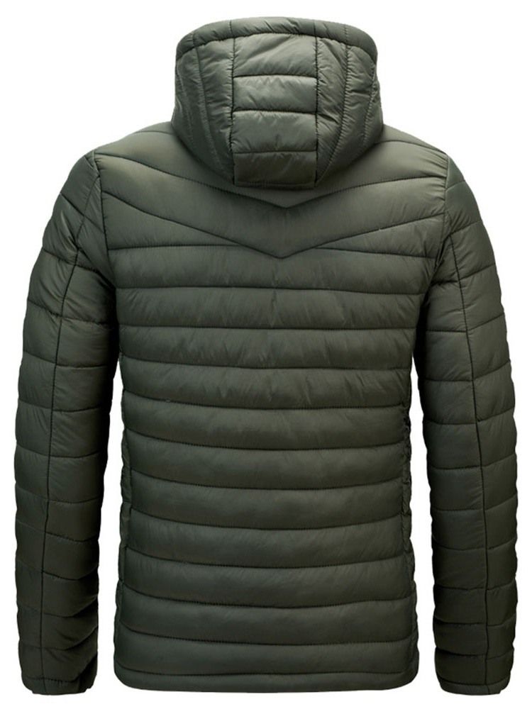 Mäns Färgblock Standard Hooded Casual Zipper Mne's Down Jacket