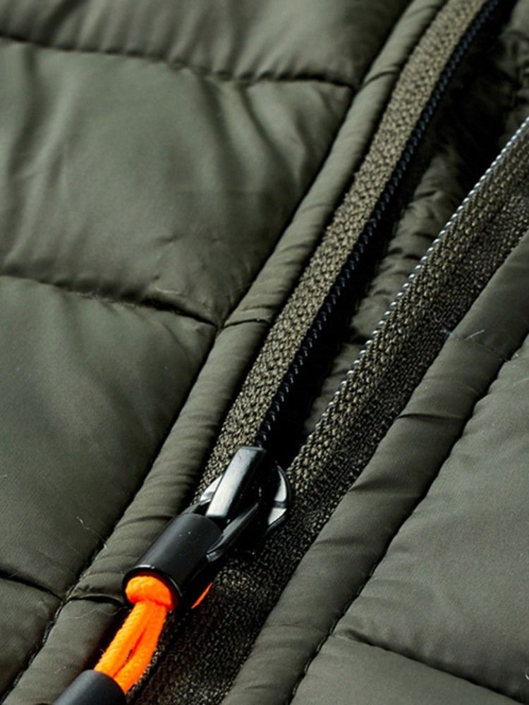 Mäns Färgblock Standard Hooded Casual Zipper Mne's Down Jacket