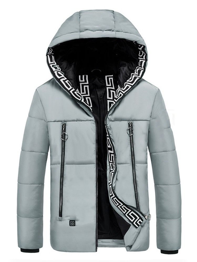 Mid-length Hooded Patchwork Casual Dunjacka För Män