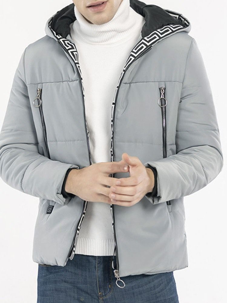 Mid-length Hooded Patchwork Casual Dunjacka För Män