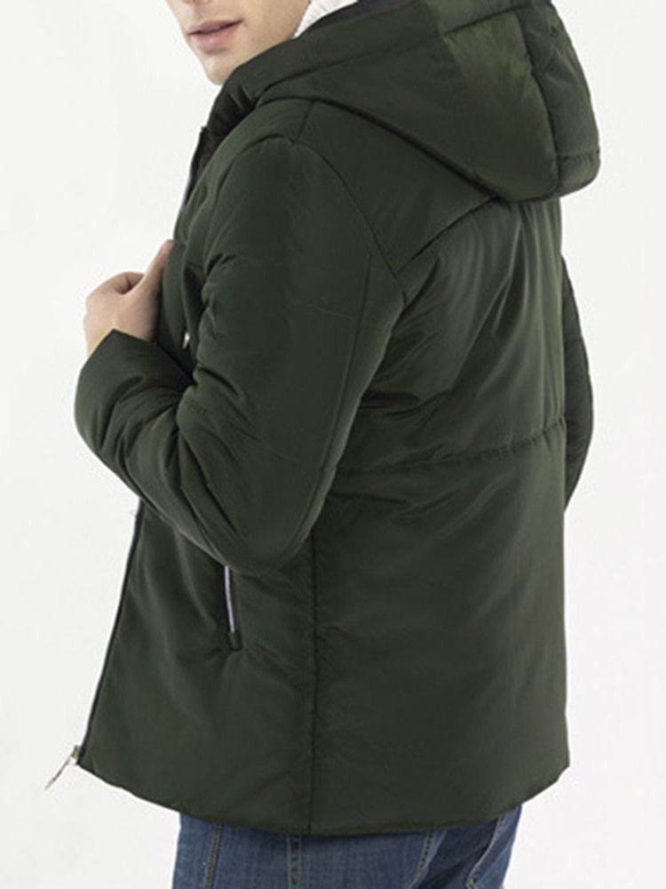 Mid-length Hooded Patchwork Casual Dunjacka För Män