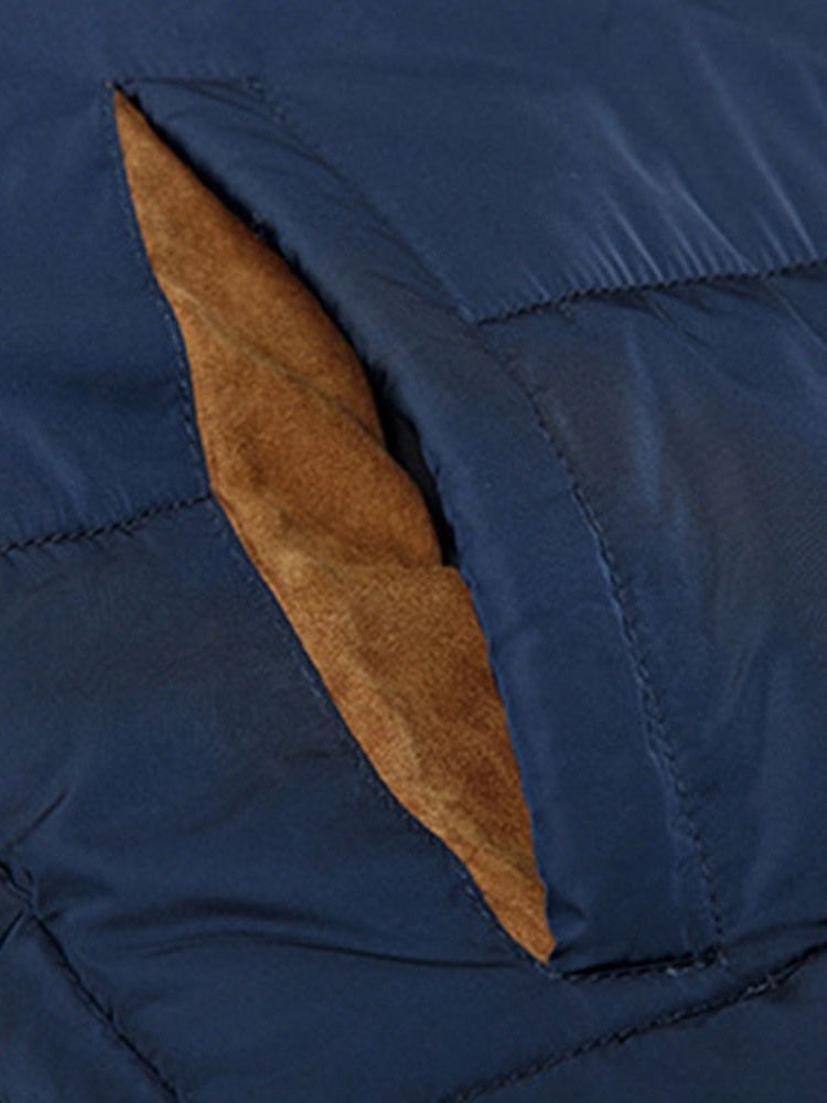 Patchwork Herr Standard Hooded Zipper Casual Down Jacket