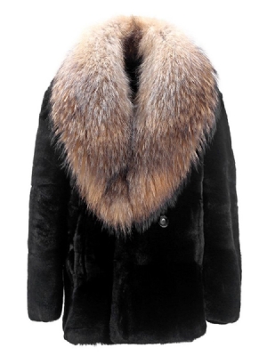 Plain Faux Fur Straight Mens Winter Coat