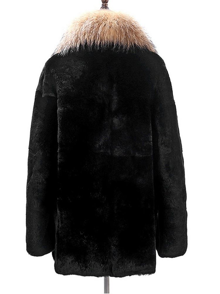 Plain Faux Fur Straight Mens Winter Coat