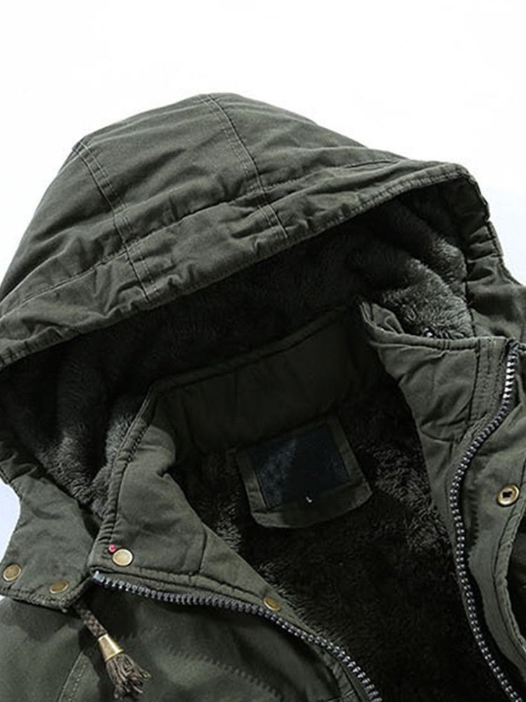 Plain Hooded Patchwork European Zipper Dunjacka För Män