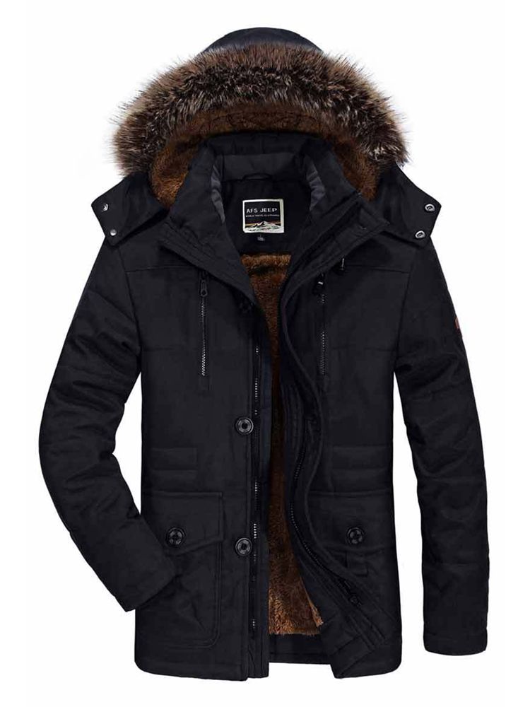 Plain Mid-length Zipper Style Down Jacket För Män