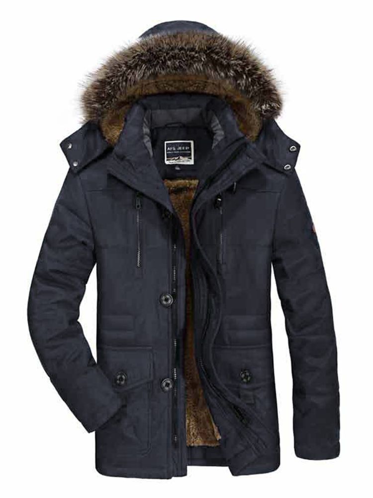 Plain Mid-length Zipper Style Down Jacket För Män