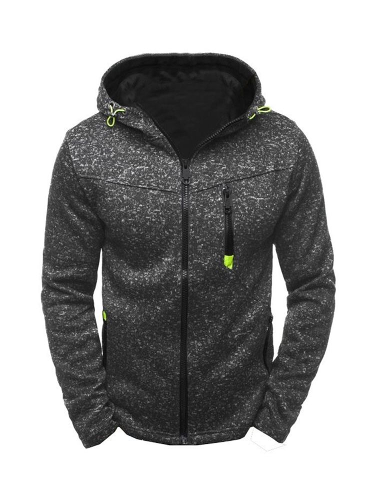 Plian Zipper Up Hooded Loose Hoodie För Män