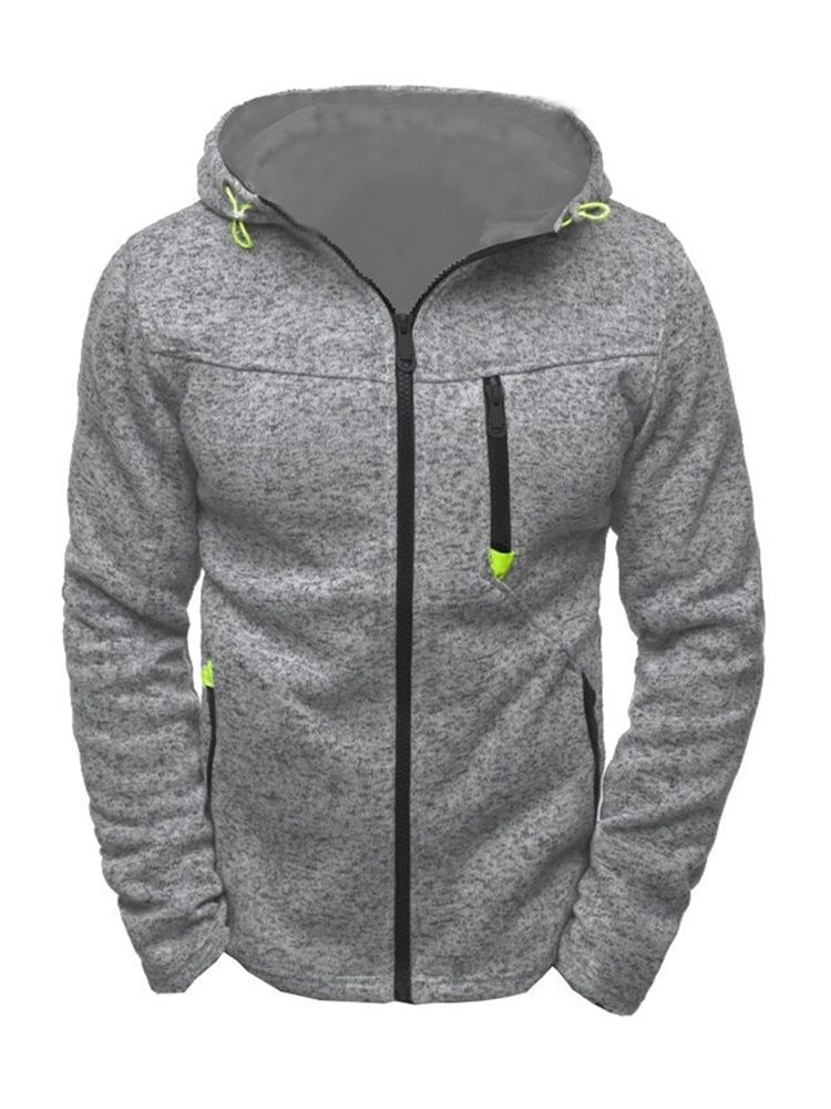 Plian Zipper Up Hooded Loose Hoodie För Män