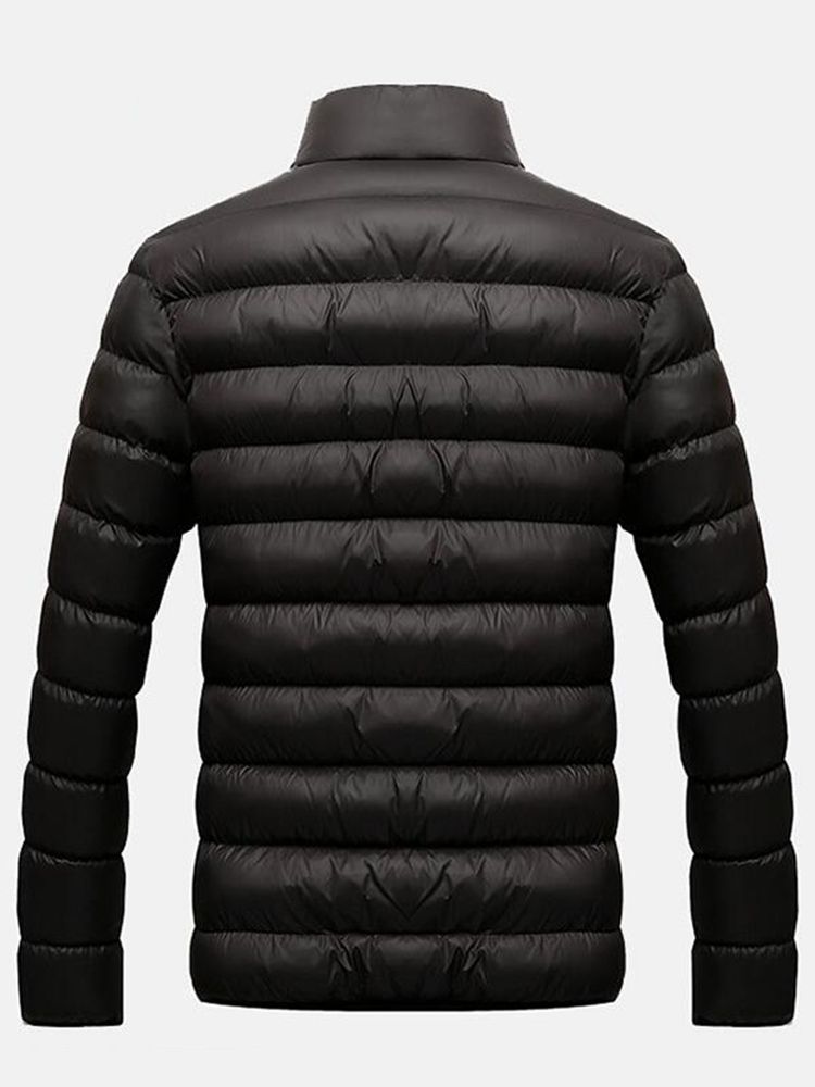 Thicken Stand Collar Zip Winter Coat För Män