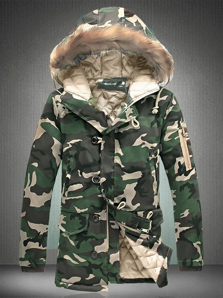 Zip Camouflage Thicken Warm Men's Winter Coat