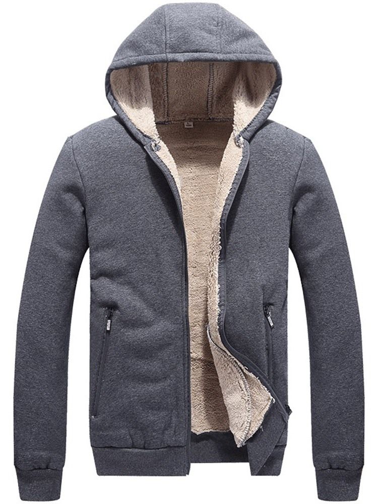 Zipper Standard Hooded Casual Herrjacka För Män