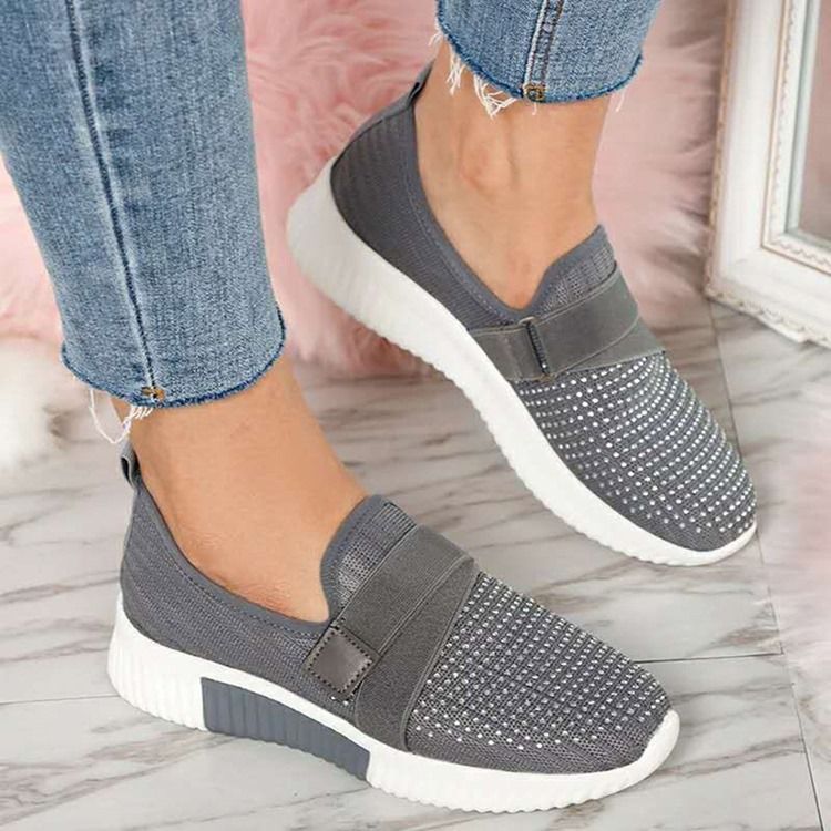 Dam Slip-on Rhinestone Round Toe Casual Sneakers