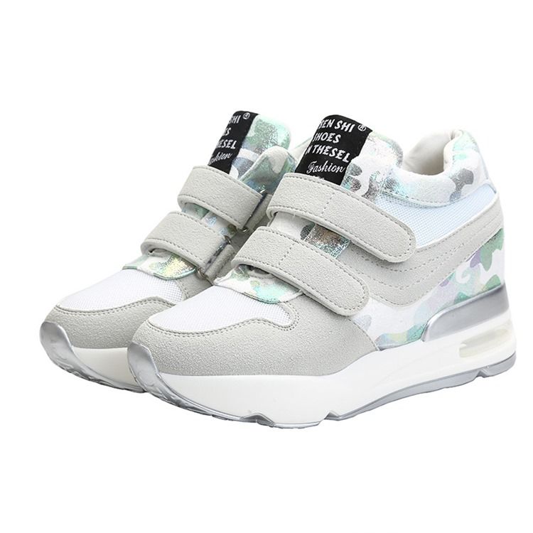 Patchwork Camouflage Platform Velcro Sneakers För Kvinnor