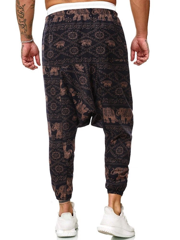 Baggy Pants Print Floral Mid Waist Men's Casual Pants