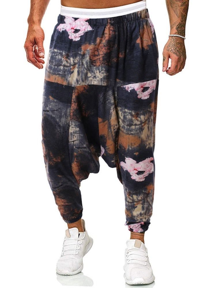 Baggy Pants Print Floral Mid Waist Men's Casual Pants