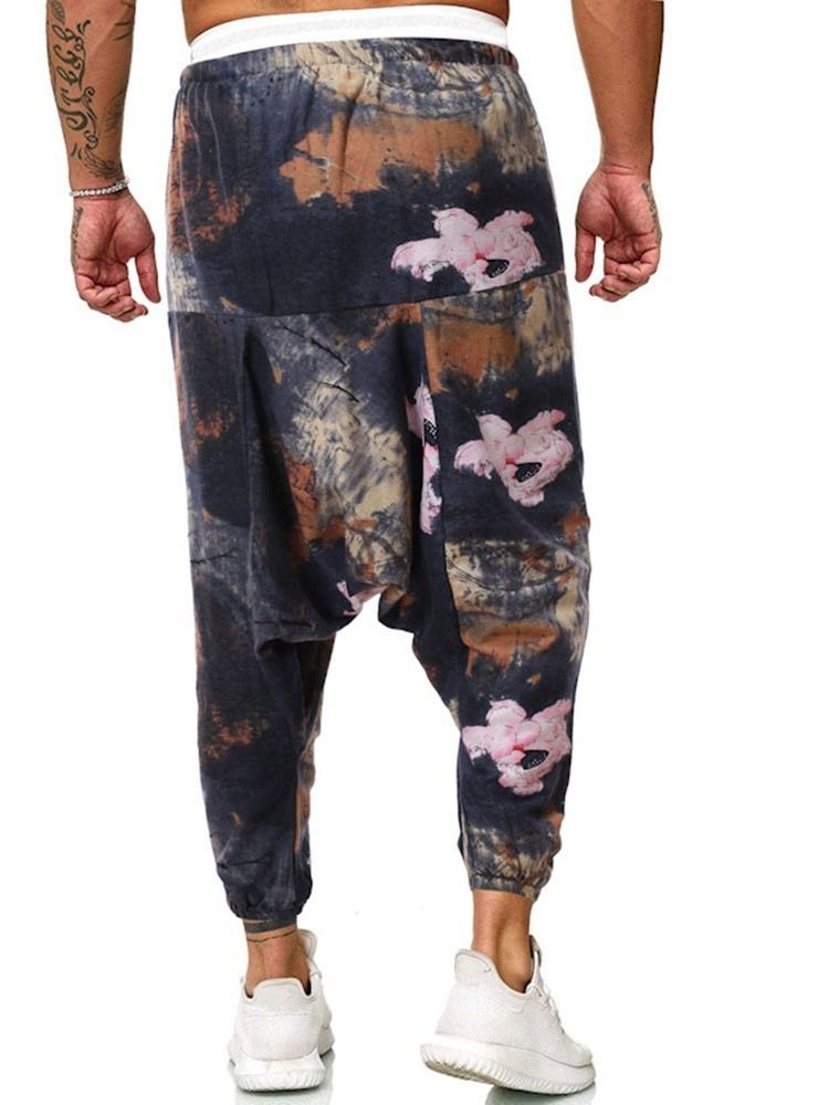 Baggy Pants Print Floral Mid Waist Men's Casual Pants