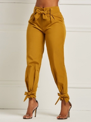 Bowknot Plain Pencil Pants För Kvinnor