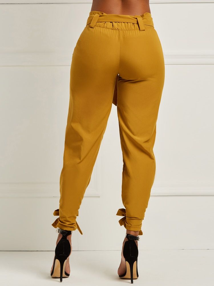 Bowknot Plain Pencil Pants För Kvinnor