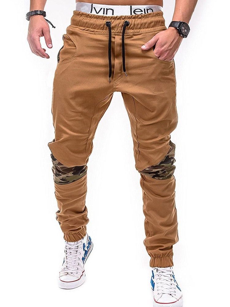 Camouflage Patchwork Mens Straight Casual Byxor