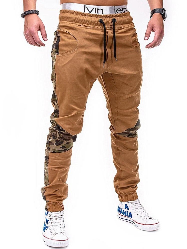 Camouflage Patchwork Mens Straight Casual Byxor