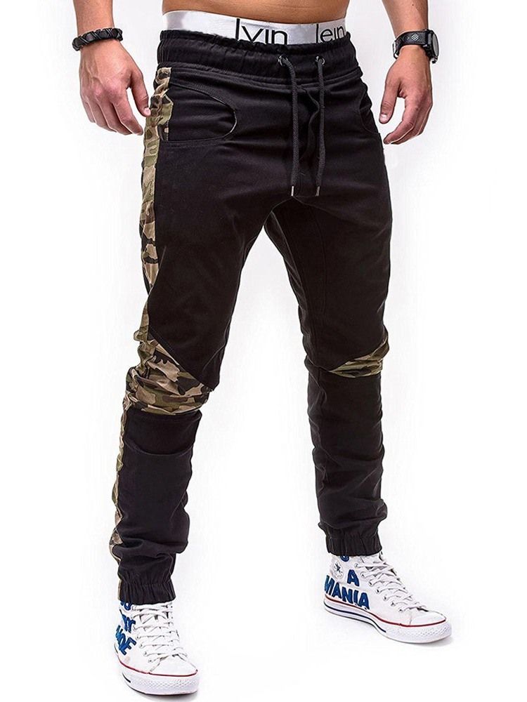 Camouflage Patchwork Mens Straight Casual Byxor