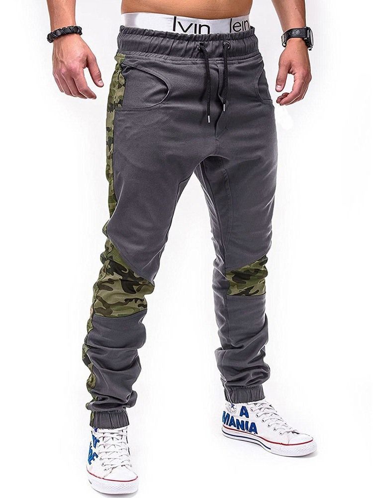 Camouflage Patchwork Mens Straight Casual Byxor