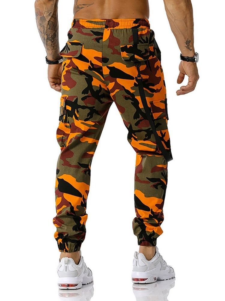 Camouflage Pocket Pencil Pants Casual Lace-up Casual Men's Pants