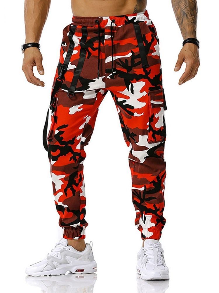 Camouflage Pocket Pencil Pants Casual Lace-up Casual Men's Pants