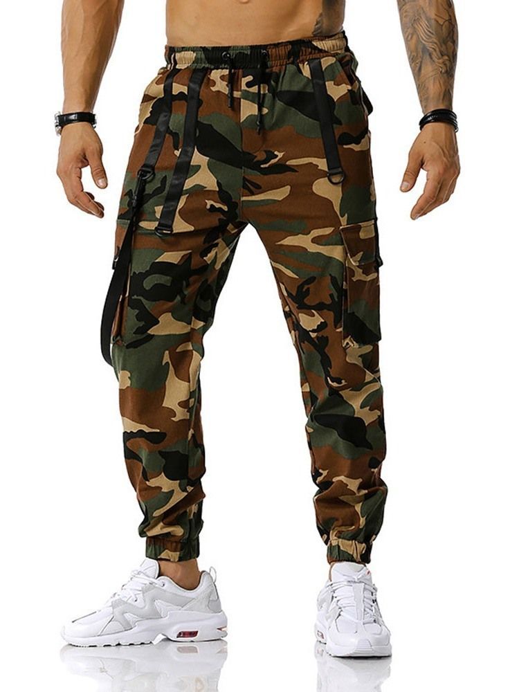 Camouflage Pocket Pencil Pants Casual Lace-up Casual Men's Pants