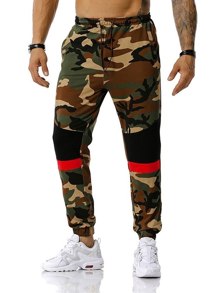 Camouflage Print Pencil Pants Casual Mid Waist Casual Men's Pants