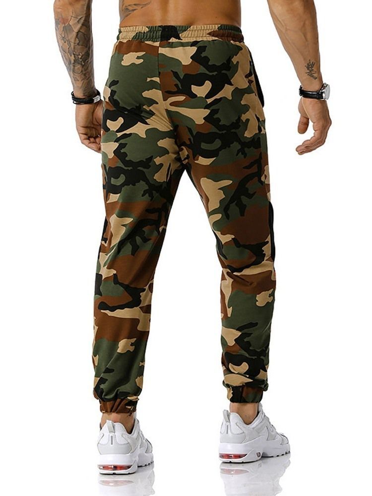 Camouflage Print Pencil Pants Casual Mid Waist Casual Men's Pants