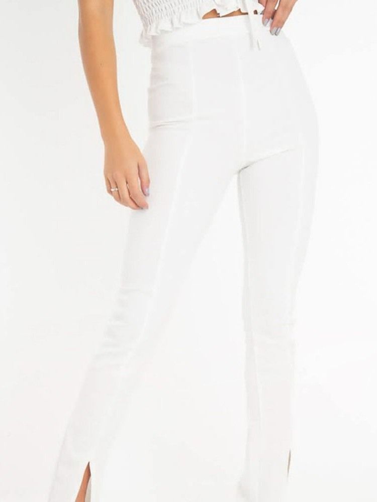 Dam Plain Slim Split High Waist Casual Byxor