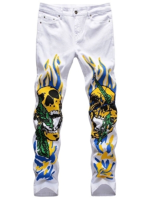 Herr Print Straight Skull Mid Midje Four Seasons Casual Pants