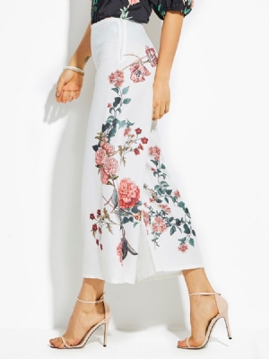 High-waist Cropped Flower Print Dambyxor