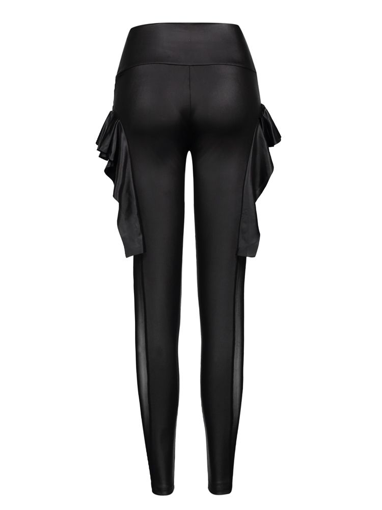 High-waist Mesh Falbala Patchwork Dam Leggings