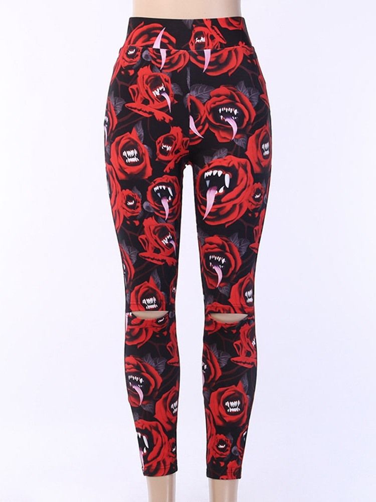 Kvinnors Halloween-kostymtryckkontor Lady Floral Leggings