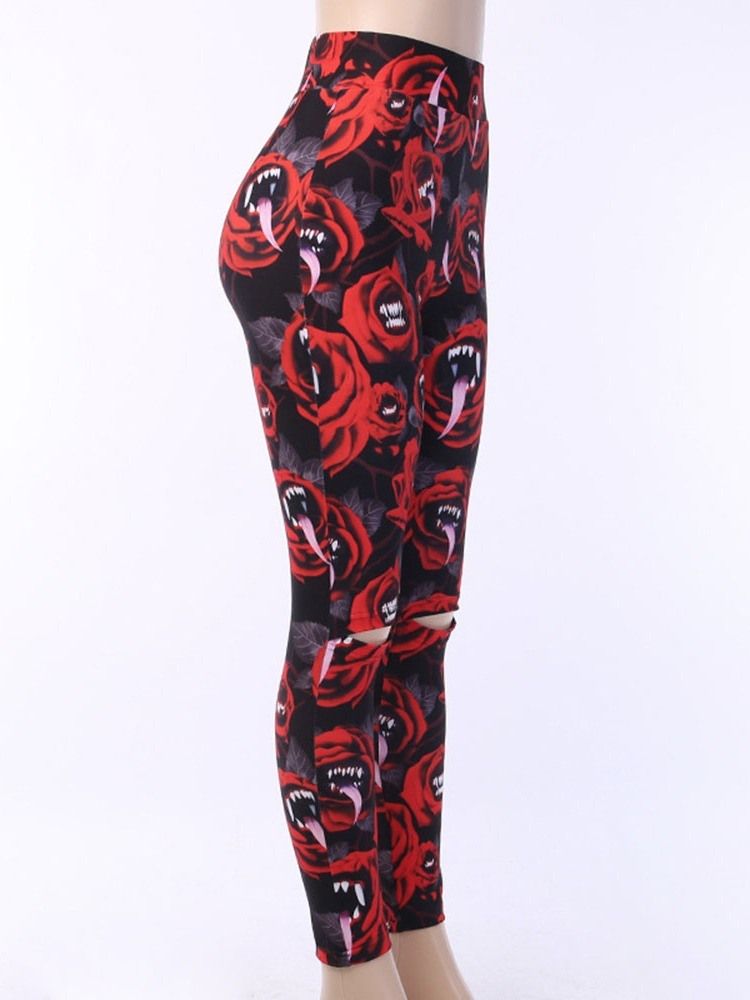 Kvinnors Halloween-kostymtryckkontor Lady Floral Leggings